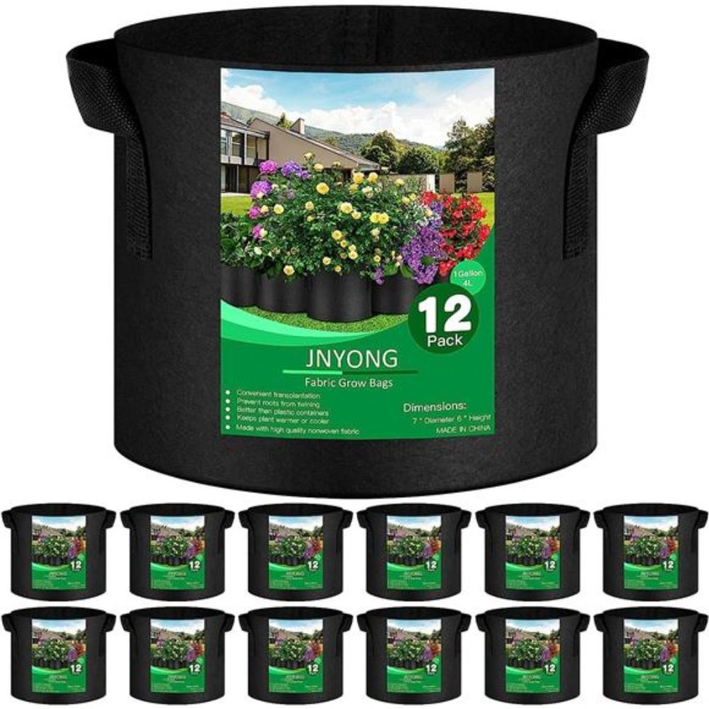 12-Pack 1 Gallon Thickened Non-Woven Grow Bags,Aeration Fabric Pots with Handles